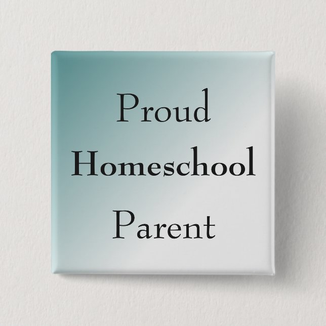 Badge Carré 5 Cm Blue Fier Homeschool Parent (Devant)