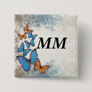 Badge Carré 5 Cm Blue floral
