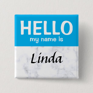 Badge Carré 5 Cm Blue Personnalisé Bonjour mon nom est personnalisé