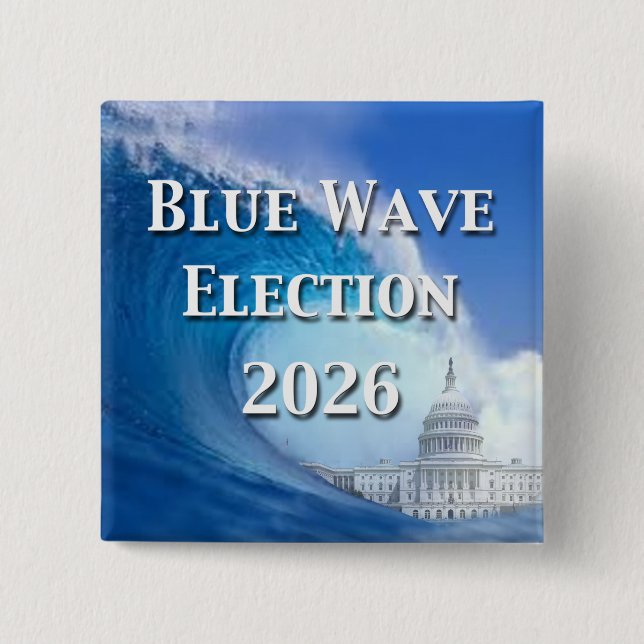 Badge Carré 5 Cm Blue Wave Election 2026 (Devant)