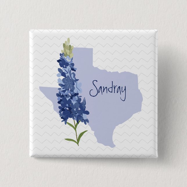 Badge Carré 5 Cm Bluebonnet personnalisé Texas (Devant)