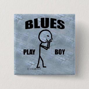Badge Carré 5 Cm Blues Play Boy