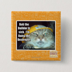 Badge Carré 5 Cm Bob le constructeur est malade