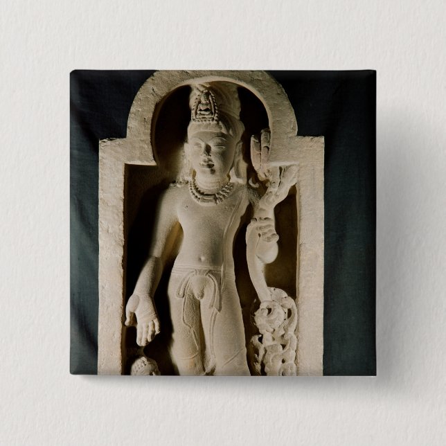 Badge Carré 5 Cm Bodhisattva Padmapani, Sarnath (Devant)
