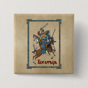 Badge Carré 5 Cm Bogatyr russe médiéval