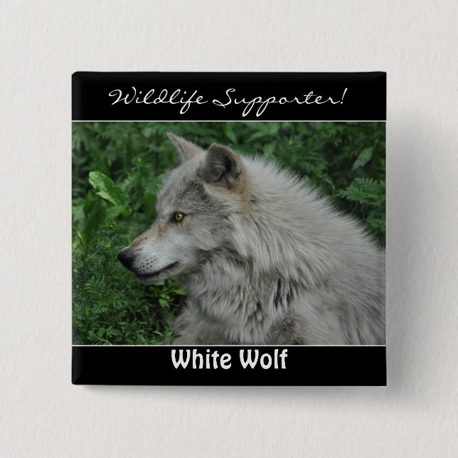 Badge Carré 5 Cm Bois loup gris loup animal sauvage (Devant)