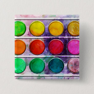 Badge Carré 5 Cm Boîte de couleur colorée de peinture d'amusement