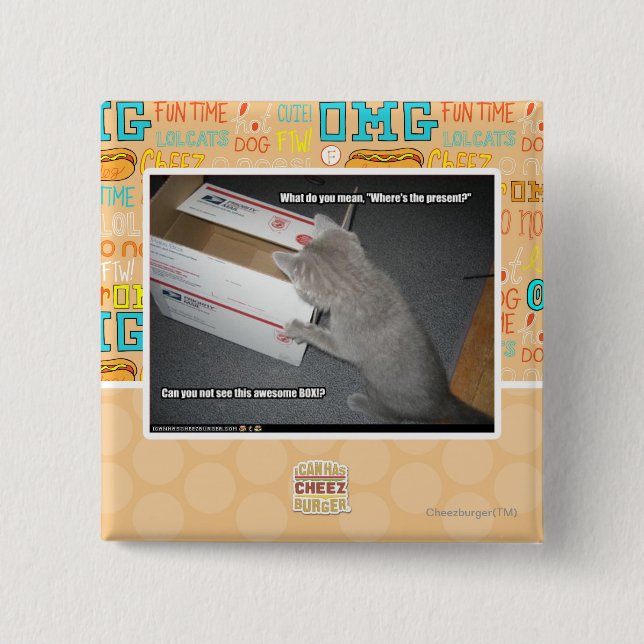 Badge Carré 5 Cm Boîte impressionnante (Devant)