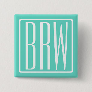 Badge Carré 5 Cm Bold Modern   White on aqua