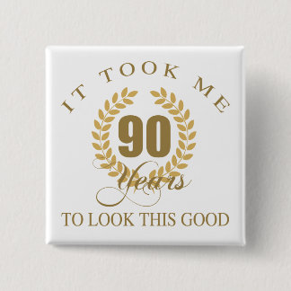 Badge Carré 5 Cm Bon regard 90e anniversaire