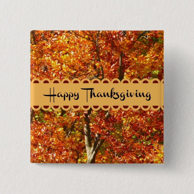 Badge Carré 5 Cm Bon thanksgiving - Couleurs d'automne (Devant)