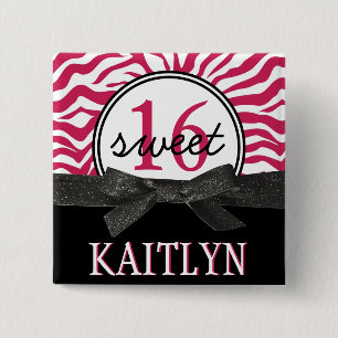 Badge Carré 5 Cm Bonbon personnalisé par zèbre 16 à roses indien