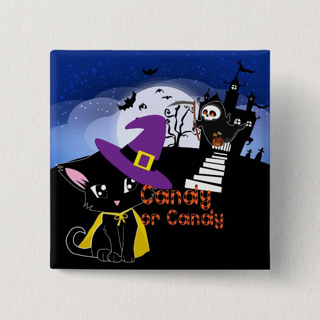 Badge Carré 5 Cm Bonbons ou bonbons (Devant)