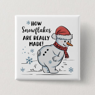 Badge Carré 5 Cm Bonhomme de neige de Noël Comment les flocons de n