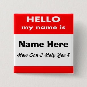 Badge Carré 5 Cm Bonjour