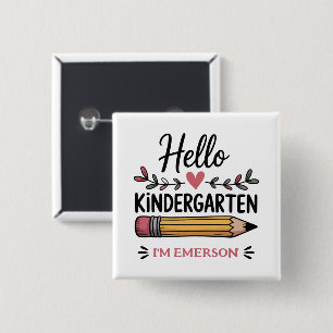 Badge Carré 5 Cm Bonjour maternelle personnalisé retour à l'école