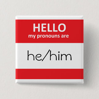 Badge Carré 5 Cm BONJOUR mes pronoms sont bouton carré de he/him