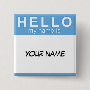 Badge Carré 5 Cm Bonjour mon nom est bouton