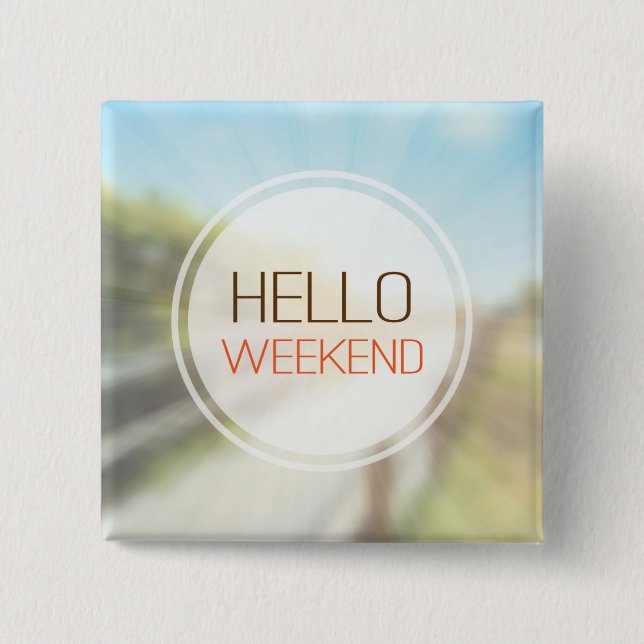 Badge Carré 5 Cm Bonjour week-end 2 (Devant)