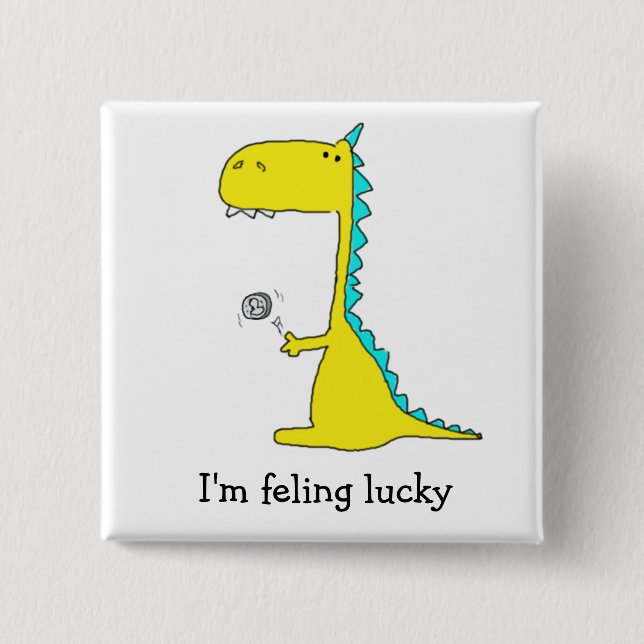 Badge Carré 5 Cm bonne chance Dino (Devant)