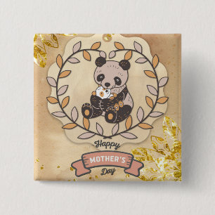 Badge Carré 5 Cm Bonne fête des mères mignonne amusant Panda Bear