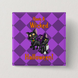 Badge Carré 5 Cm Bonne Halloween !