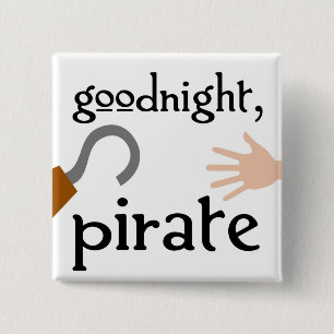 Badge Carré 5 Cm bonne nuit pirate