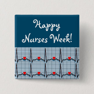 Badge Carré 5 Cm Bonne semaine des infirmières Boutons EKG