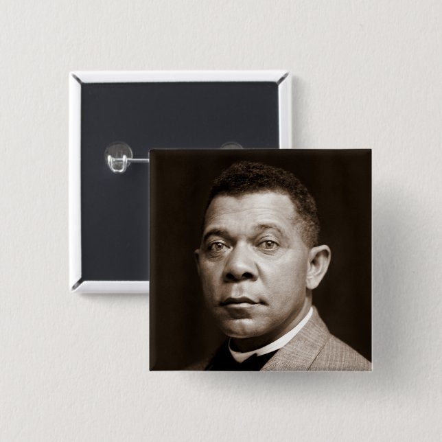 Badge Carré 5 Cm Booker T. Washington The Great Accommodator (Devant & derrière)