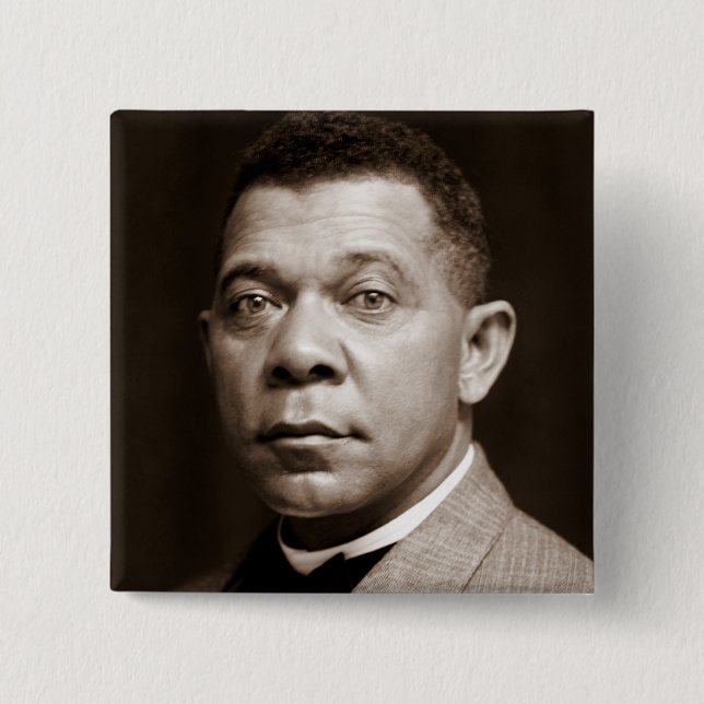 Badge Carré 5 Cm Booker Washington : African American Educator (Devant)