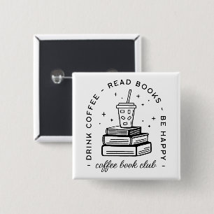 Badge Carré 5 Cm Books and coffee-lover club de réservation