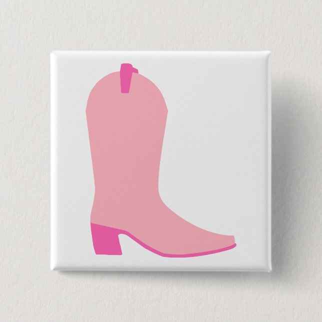Badge Carré 5 Cm Boot de cowgirl rose (Devant)