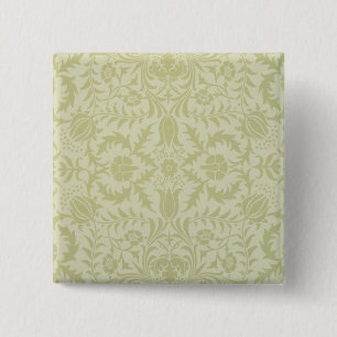 Badge Carré 5 Cm Borage vintage vert tendre damas de William Morris