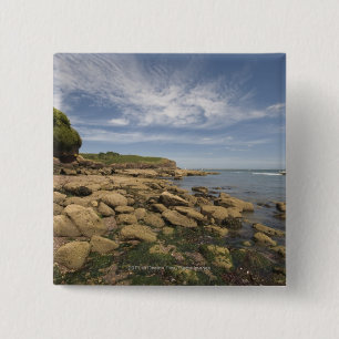 Badge Carré 5 Cm Bord de la mer rocheux avec le déplacement de