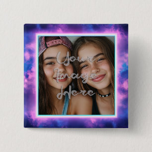 Badge Carré 5 Cm Bordure de photo couleur mignon Néon Vaporwave
