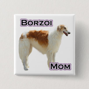 Badge Carré 5 Cm Borzoi Maman 4 - Bouton