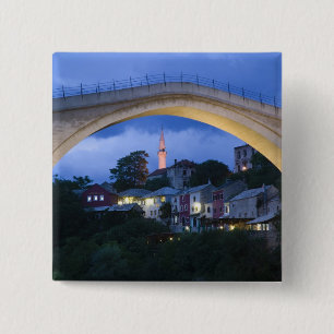 Badge Carré 5 Cm Bosnie-Herzégovine - Mostar. Le Vieux Pont 2
