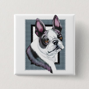 Badge Carré 5 Cm Boson Terrier Style Boston