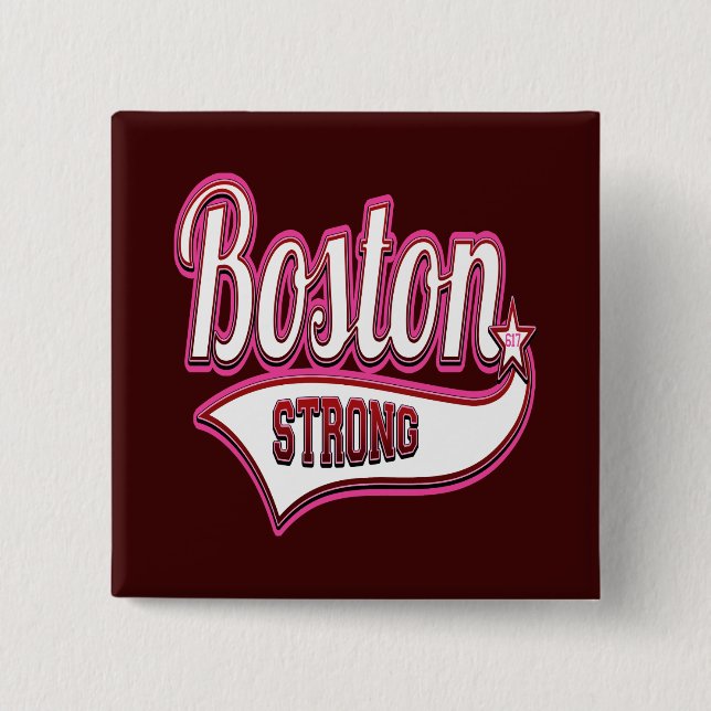 Badge Carré 5 Cm Boston fort dans le rose (Devant)