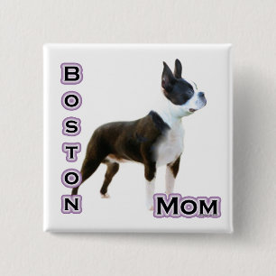 Badge Carré 5 Cm Boston Terrier Mom 4 - Bouton