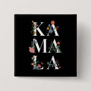 Badge Carré 5 Cm Botanical Kamala Harris Voter Floral 2024