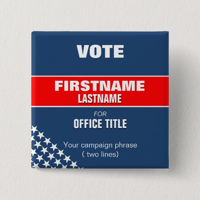 Badge Carré 5 Cm botton quadrado eleição com estrelas (Devant)