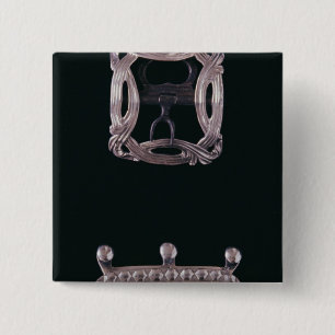 Badge Carré 5 Cm Boucles argentées, les anglais, fin du 18ème