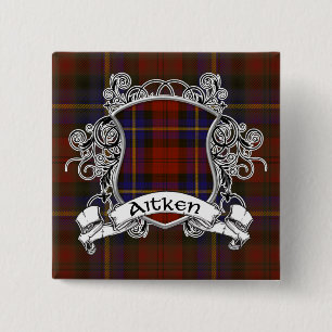 Badge Carré 5 Cm Bouclier de tartan d'Aitken