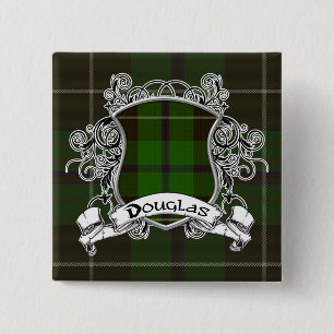 Badge Carré 5 Cm Bouclier de tartan de Douglas