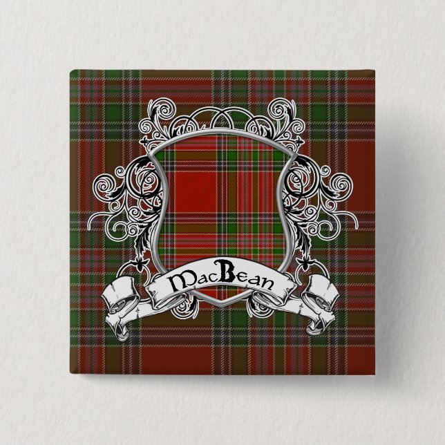 Badge Carré 5 Cm Bouclier de tartan de MacBean (Devant)