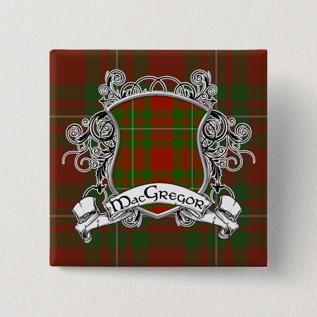 Badge Carré 5 Cm Bouclier de tartan de MacGregor (Devant)