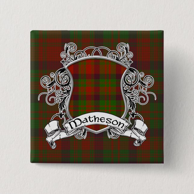 Badge Carré 5 Cm Bouclier de tartan de Matheson (Devant)