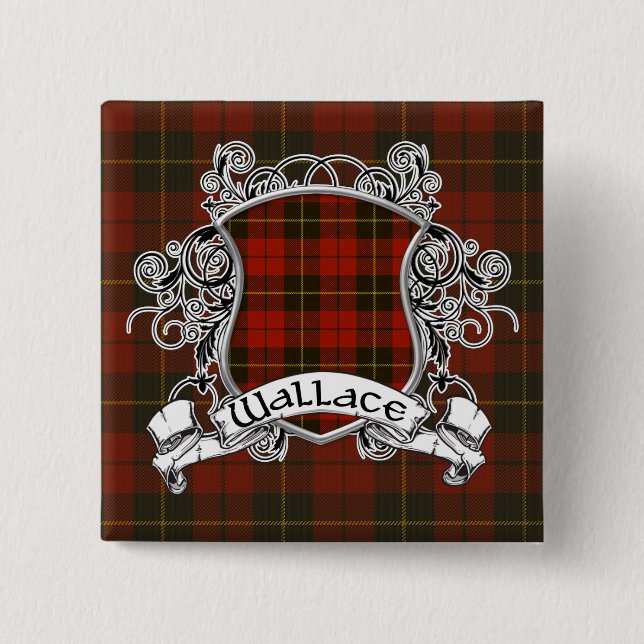 Badge Carré 5 Cm Bouclier de tartan de Wallace (Devant)
