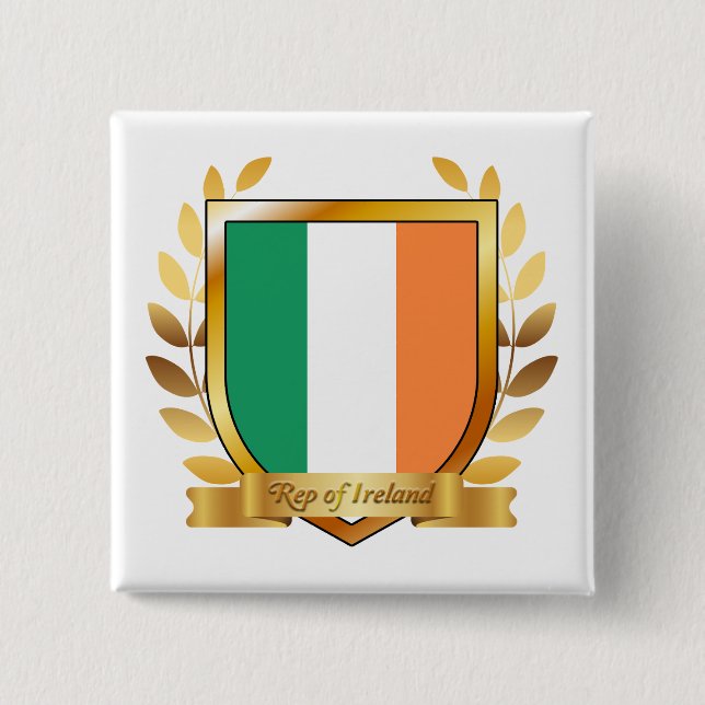 Badge Carré 5 Cm Bouclier du drapeau de la République d'Irlande (Devant)